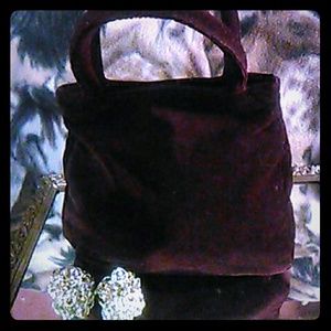 Faux velvet bag, maroon color
